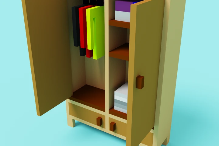 3D Wooden Wardrobe Voxel Art cover image.