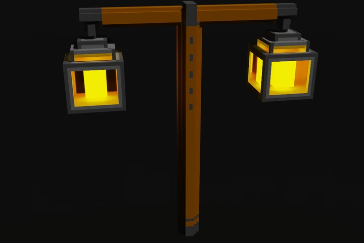 3D Medieval Street Lamp voxel style cover image.