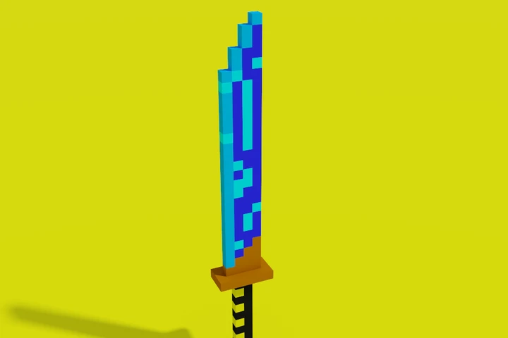 3D Voxel Ninja Sword Blue cover image.