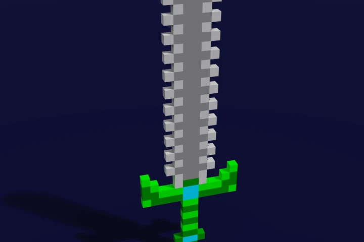 3D Voxel Sword With Emerald Grip cover image.