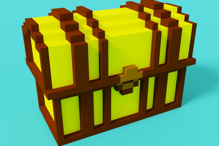 3D Wooden Voxel Gold Chest cover image.